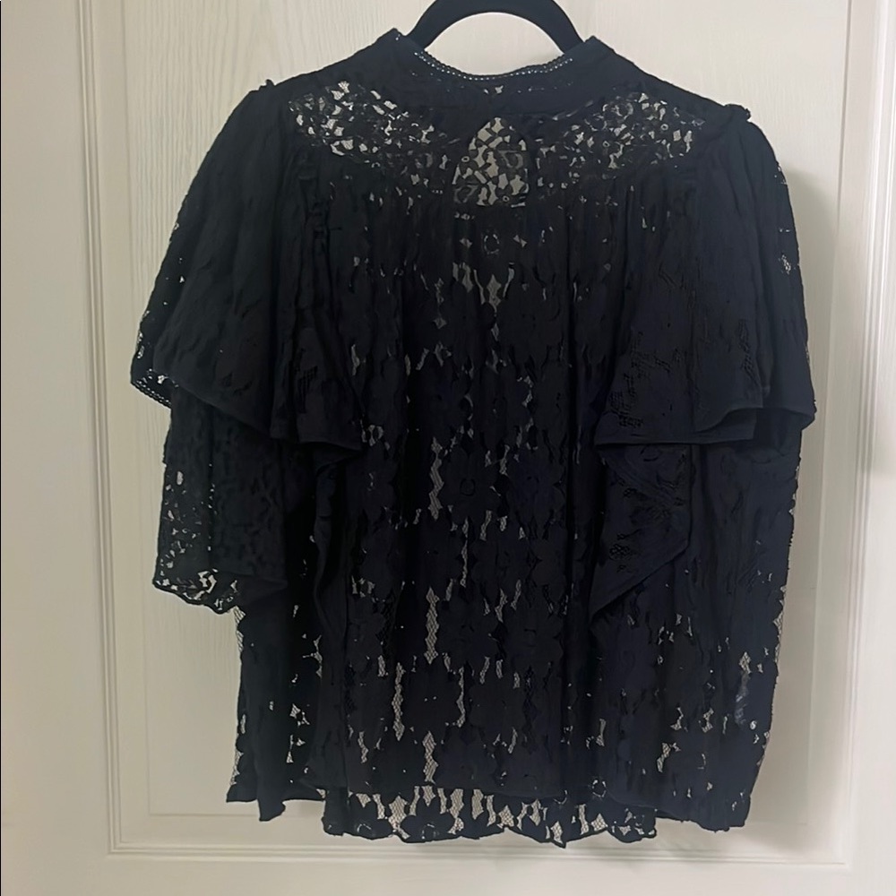 Isabel Marant Black Lace Ruffle Blouse